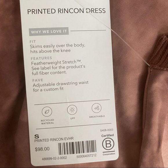 Athleta Rincon Printed Dress Evian Hearth Rose S - Picture 14 of 15